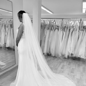 Cathedral Long Veil, Tulle Wedding Veil, Soft Bridal Wedding Veil, White, Ivory Bridal Veil, Simple, Two Layers image 1