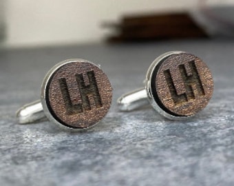 Wooden Custom Cufflinks, Wedding Personalized Cufflinks with Initials and Date of Wedding, Groom, Engraved, Gift for Groom 8