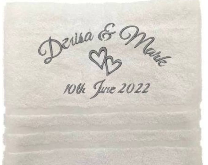 Serviette de mariage personnalisée, serviettes brodées avec noms de mariée et de marié, serviettes personnalisées, serviette brodée, serviette cadeau de mariage pour couple