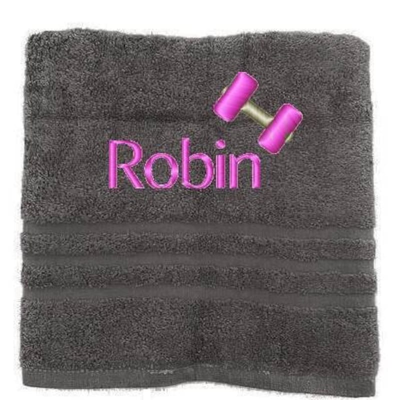 Personalised Gym Towel, Embroidered Towels with Name and Dumbbells, Workout Custom Towels, Gift for Her, Towel Christmas Gift for Sport