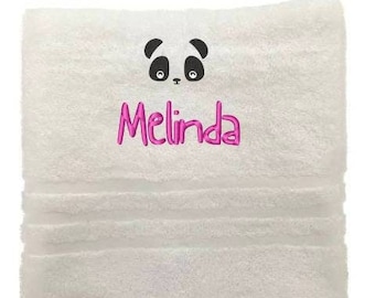 Personalised Towel, Embroidered Towels with Baby Name and Panda, Custom Towels Newborn Gift Baby Towel Christmas, Panda Towel, Panda Gift