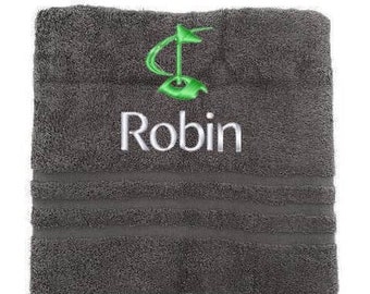 Personalised Golf Towel, Embroidered Towels with Name and Golf ball, Custom Towels, Gift for Him, Towel Christmas Gift for men