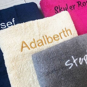 Personalised Embroidered Towels with Name or Text, Hand Towel, Bath Towel, Custom Towels, Embroidered Towel, Towel Christmas Gift 100% image 1