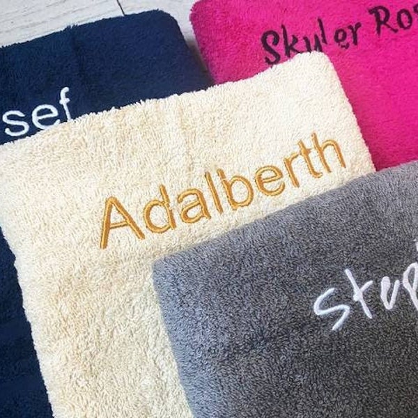 Personalised Embroidered Towels with Name or Text, Hand Towel, Bath Towel, Custom Towels, Embroidered Towel, Towel Christmas Gift 100%