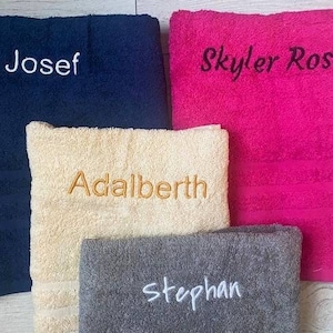 Personalised Embroidered Towels with Name or Text, Hand Towel, Bath Towel, Custom Towels, Embroidered Towel, Towel Christmas Gift 100%