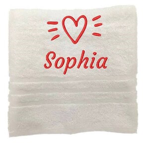 Personalised Towel, Embroidered Towels with Name and Heart motive, Custom Towels, Embroidered Towel, Towel Christmas Gift for Luck