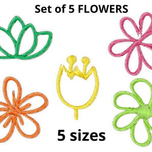 Set of 5 Flower Embroidery Design, 5 sizes, Flowers Embroidery, Floral Embroidery, Machine Embroidery Design,Floral Design,Instant Download