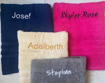 Personalised Embroidered Towels with Name or Text, Hand Towel, Bath Towel, Custom Towels, Embroidered Towel, Towel Christmas Gift 100%