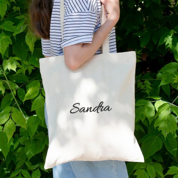 Bolsa Tote Bag Personalizada con Bordado Bolsa de Yute de Tela Bordada con Cualquier Texto o Nombre Bolsa de Compras Personalizada Bordada Bolsa de Playa Bolsa de Algodón