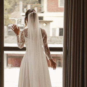 Wedding Veil, Tulle Bridal Veil Wedding Long Veil, Bride Wedding Veil, White, Ivory Cathedral Long Veil, Simple