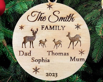 Personalized Family Christmas Wooden Decoration, Custom Christmas Decoration, Family Names, Hanging Christmas Decoration