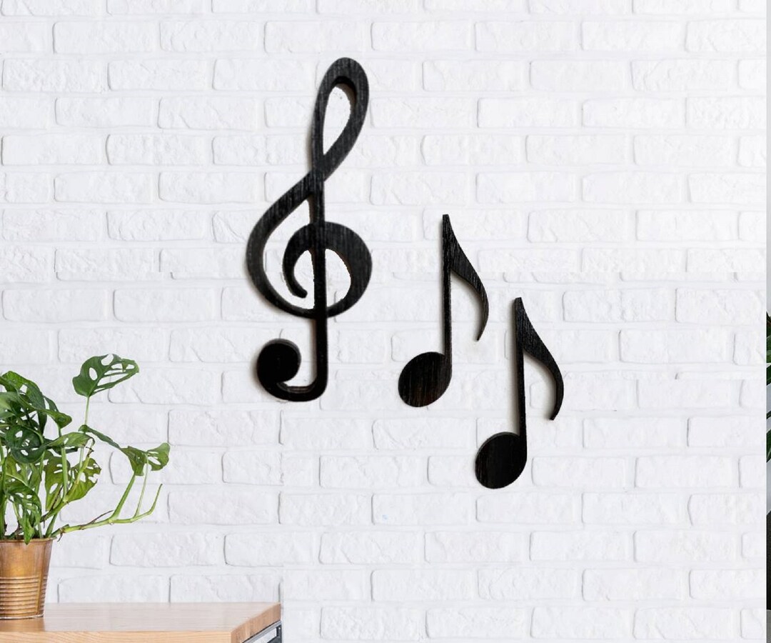 Wooden Music Notes Decoration, Wall Decoration, Wood, Modern Geometric