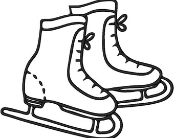 Ice Skates Embroidery Design: 7 Sizes (Instant Download)