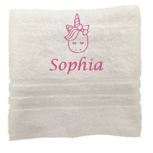 Personalised Kids Towel, Embroidered Towels with Name and Unicorn, Custom Towels, Kids Towel, Towel Gift for Kids