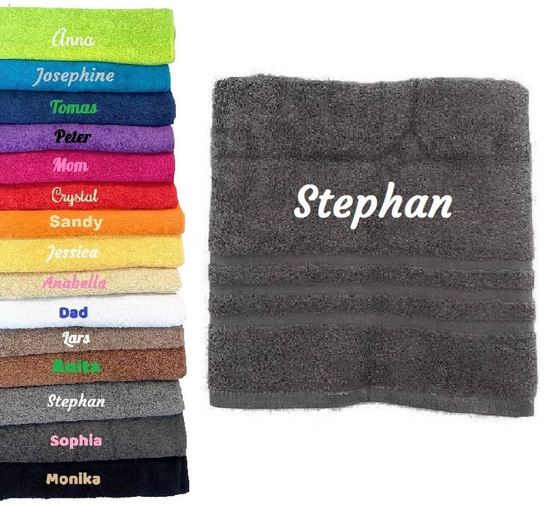 Personalised Embroidered Towels with Name or Text, Hand Towel, Bath Towel, Custom Towels, Embroidered Towel, Towel Christmas Gift 100% image 7