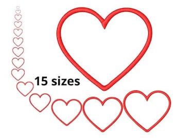 Heart Embroidery Design, 15 sizes, Mini Heart Embroidery, Large Heart Embroidery, Machine Embroidery Design, Heart shapes Design, Instant