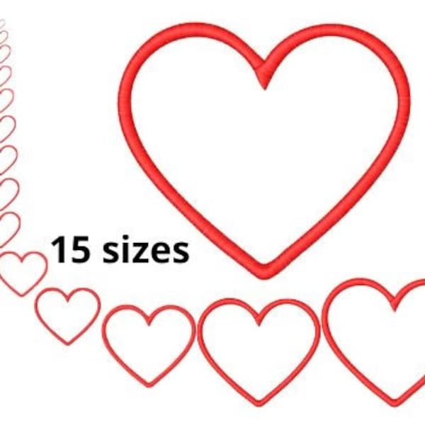 Heart Embroidery Design, 15 sizes, Mini Heart Embroidery, Large Heart Embroidery, Machine Embroidery Design, Heart shapes Design, Instant