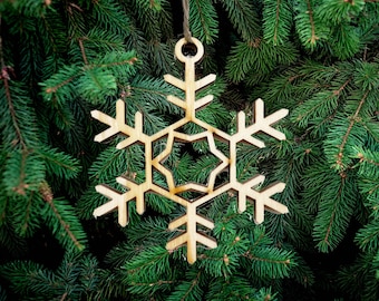 Christmas Wooden Snowflake Decoration, Christmas Tree Decoration,Hanging Snowflake Christmas Decoration, Modern Decoration Wood, Snowflake