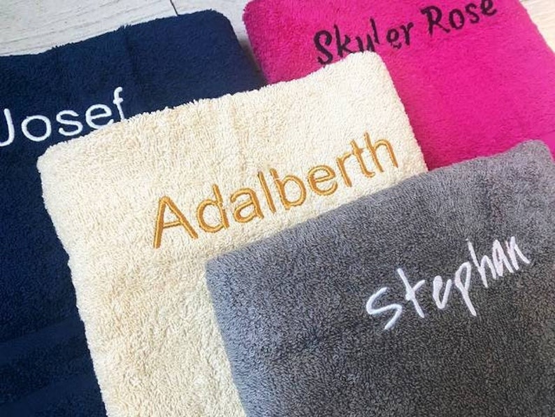 Personalised Embroidered Towels with Name or Text, Hand Towel, Bath Towel, Custom Towels, Embroidered Towel, Towel Christmas Gift 100% image 1