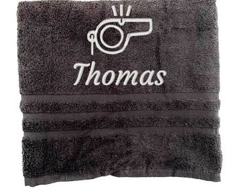 Personalised Referee Towel, Embroidered Towels with Name, Custom Towels, Job Towel, Towel Gift for referee, Work Towel