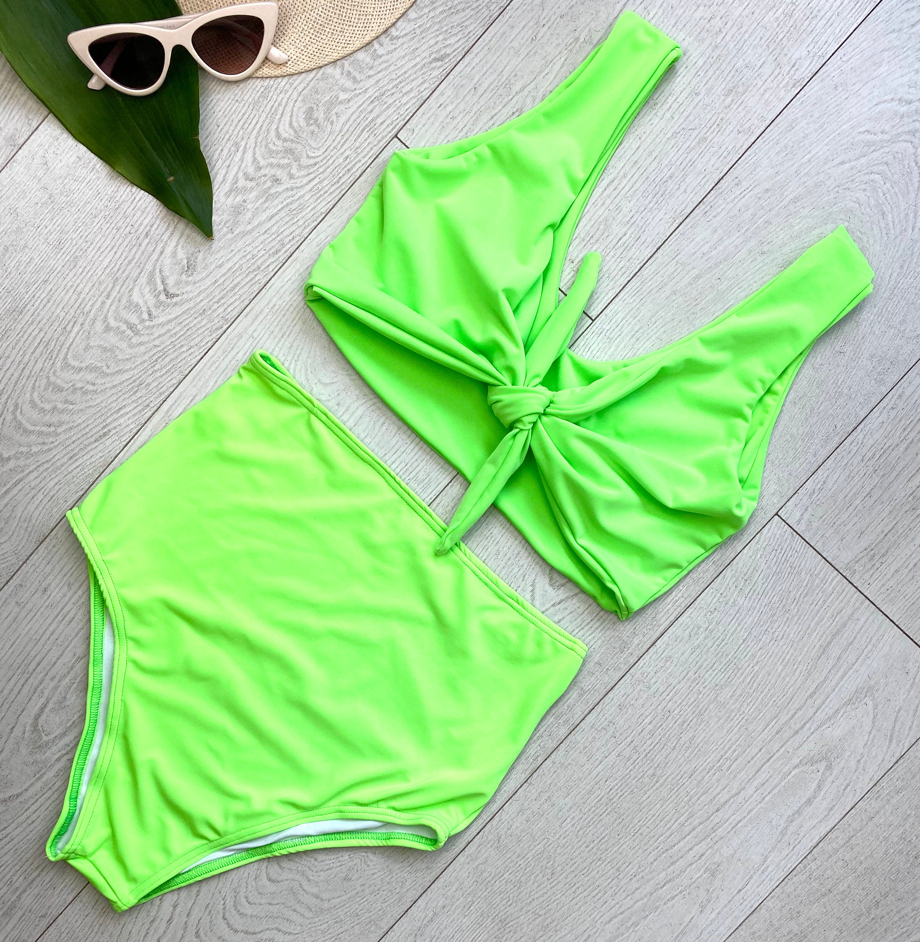 Green two shop piece bathing suit