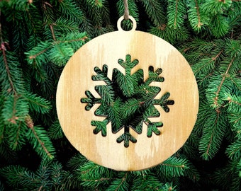 Snowflake Christmas Wooden Decoration, Christmas Tree Modern Decoration,Hanging Wooden Christmas Decoration, Wooden Decoration Snowflake