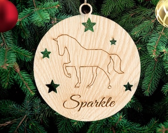 Horse Personalized Christmas Wooden Decoration, horser Tree Decoration Hanging Wooden Christmas Decoration Custom Name horse