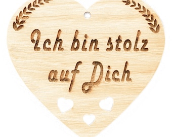 Ich bin stolz auf Dich - Love Plaque,Wooden Hanging Heart Plaque,I love You Gift Valentine's Gift,Signs