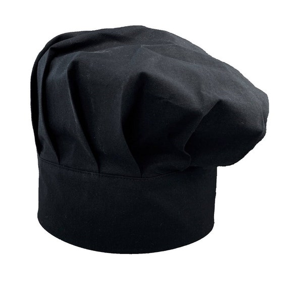 Black Cotton Chef Hat: Adjustable Cooking Hat