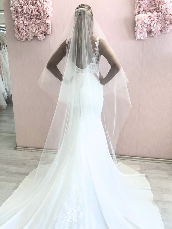 Velo Da Sposa Cattedrale Beautelicate - Tulle 2 Strati, 3m Lunghezza, Con Pettine, Colori Bianco/Avory/Off White - Foto 5