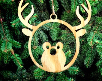 Deer Christmas Wooden Decoration, Cute Kids Christmas Tree Decoration,Hanging Wooden Christmas Decoration, Wooden Decoration Kids