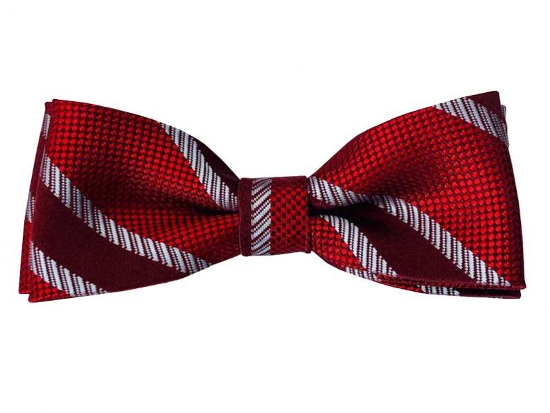 100/% Silk Bow Tie Wedding Bow Tie Groom Bow Tie Men Bow Tie Handmade in EU,Red Striped