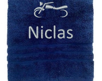 Personalised Motorcycle Towel, Embroidered Towels with Name, Custom Towels, Sport Towel, Towel Gift for Athlete, Sport Towel