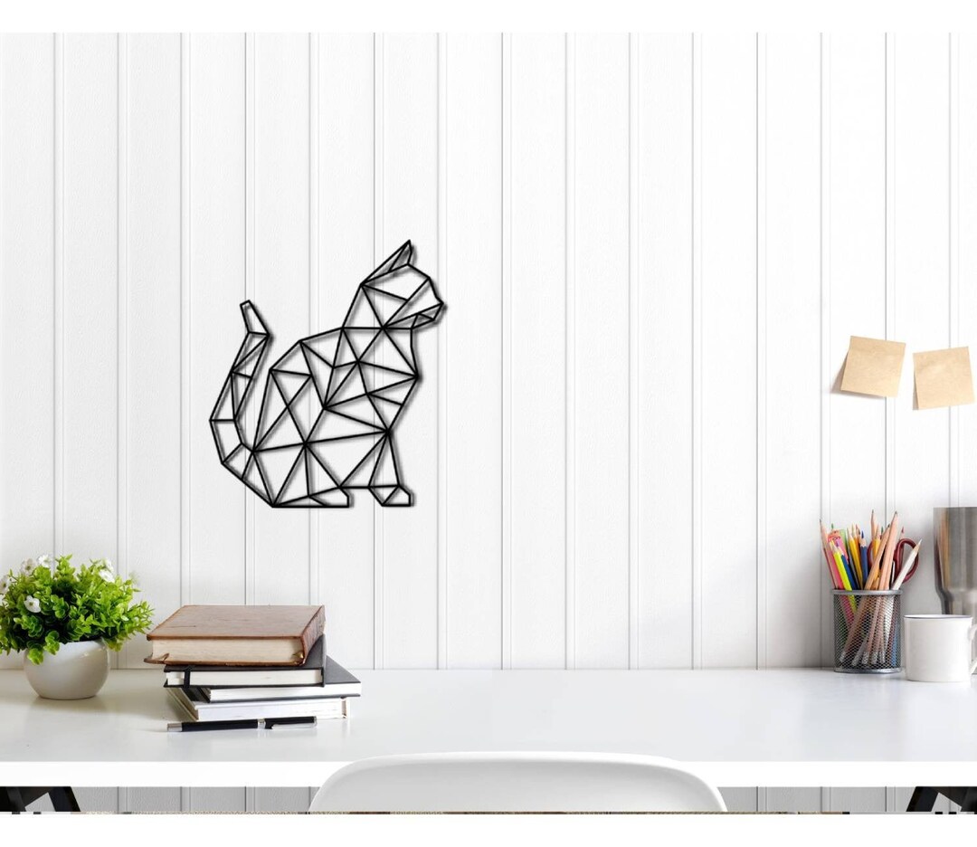 Cat Wall Decoration, Wooden Cat, Geometric Cat, Home Decoration, Wall