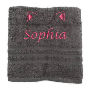 Personalised Kids Towel, Embroidered Towels with Name and Ears, Custom Towels, Kids Towel, Towel Gift for Kids