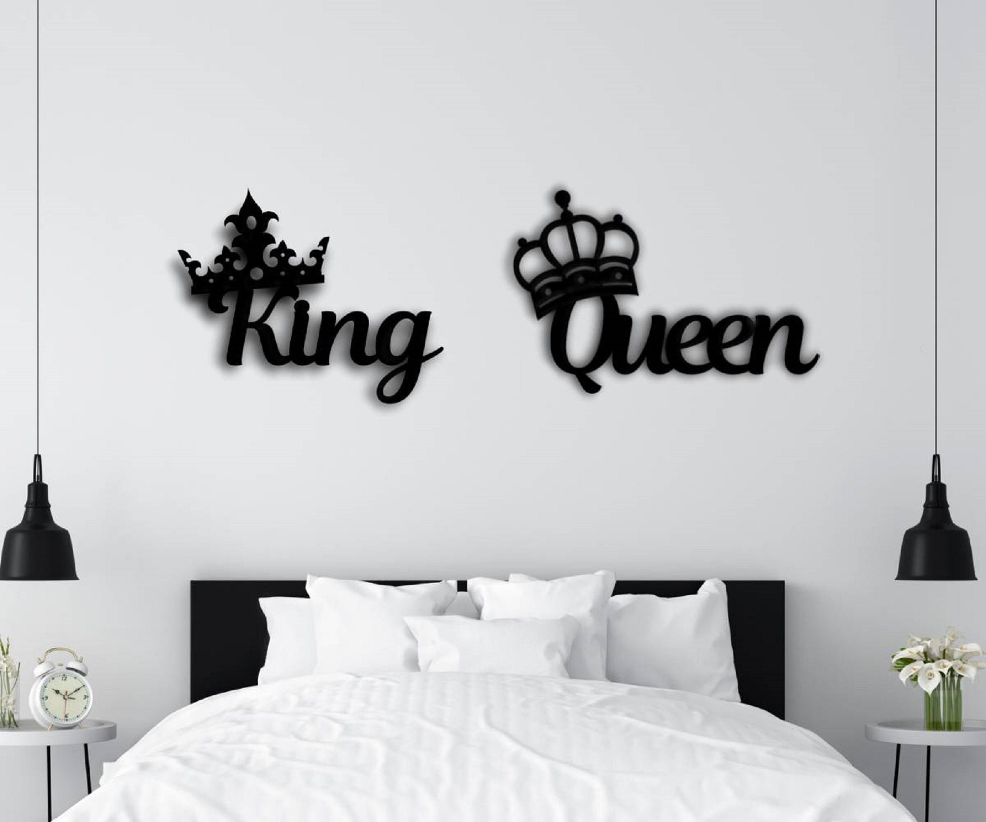 Wooden King Queen Decoration LARGE up to 90 Cm Wall Decoration