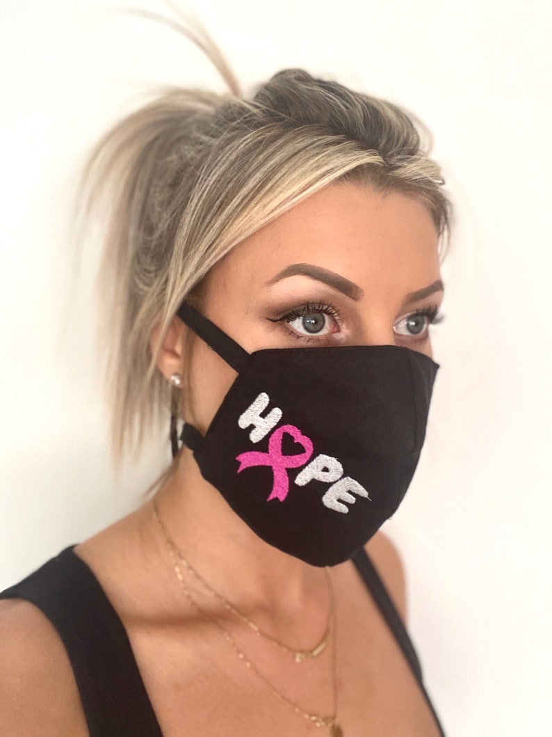 Breast Cancer Ribbon Face Mask Cancer Awareness Breast Etsy