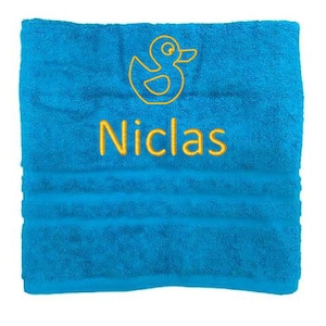 Personalised Kids Towel, Embroidered Towels with Name and Duck, Custom Towels, Kids Towel, Towel Gift for Kids