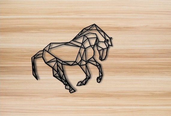 幾何学模様の馬の壁アート：大きな木製の動物の装飾 - Etsy 日本