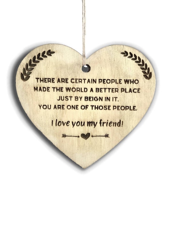 4pcs Vintage Heart Shape Wooden Friendship Sign Hanging Plaque Birthday Gift 