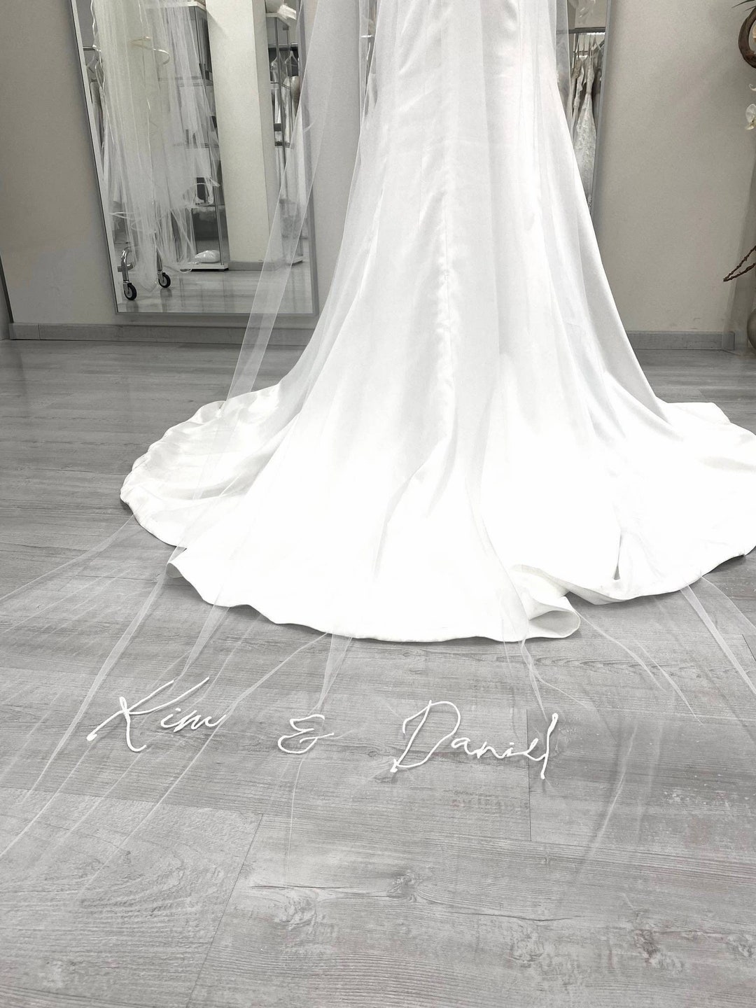 Personalised Veil With Embroidery, Custom Veil With Phrases, Words