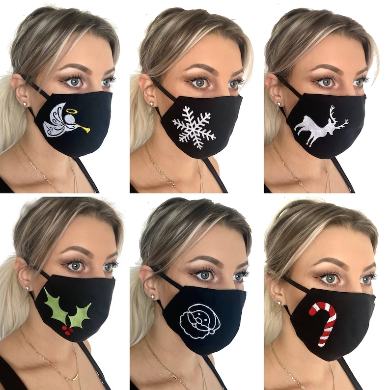 Set of 6 Christmas Face Masks Cotton Christmas Face Mask image 0