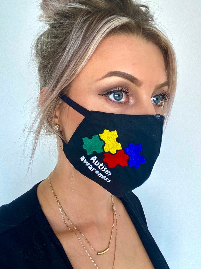 Autism Awareness Ribbon Face Mask Autism Warrior Autism Etsy