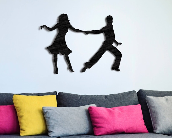 2 Décorations Murales Silhouettes Disco 83cm Noires - Années 70