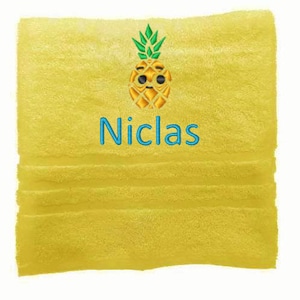 Personalised Kids Towel, Embroidered Towels with Name and Pineapple, Custom Towels, Kids Towel, Towel Gift for Kids