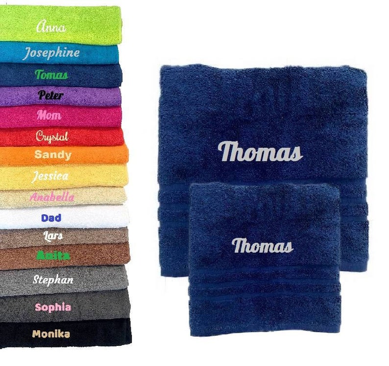 Personalised Embroidered Towels with Name or Text, Hand Towel, Bath Towel, Custom Towels, Embroidered Towel, Towel Christmas Gift 100% image 5