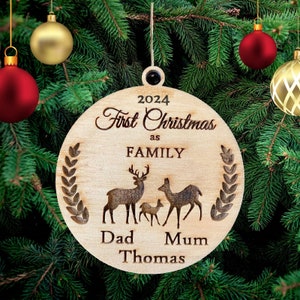 Personalized First Christmas as Family Wooden Decoration, Custom Christmas Decoration, Family Names, First Christmas Hanging Decoration