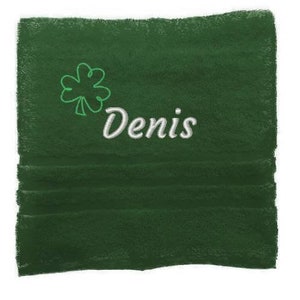 Personalised Towel, Embroidered Towels with Name and Cloverleaf , Custom Towels, Embroidered Towel, Towel Christmas Gift for Luck
