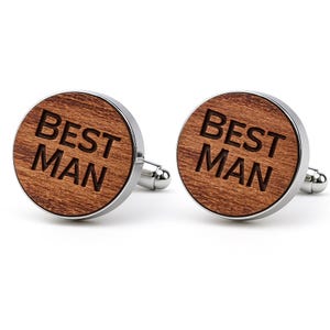 Best Man Cufflinks Wedding Gift Cufflinks Gift for Best Man Wooden Cufflinks Groom, Natural Cufflinks Engraved, Groomsman Wedding Party Boho