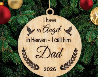 Gepersonaliseerde kerstornament engel vader: moderne houten boomdecoratie